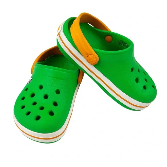 CROCS Shoes Crocs Crocband Clogs Green Orange Size Poshmark